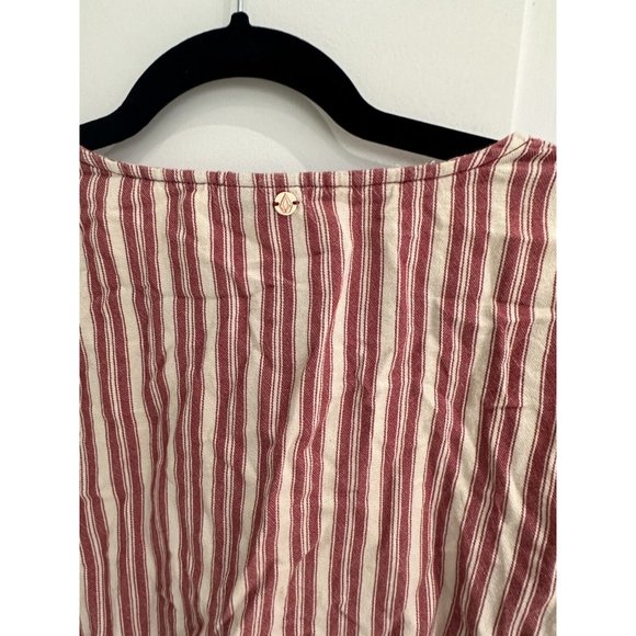 Volcom Top White/Red Blouse 100% Cotton Short Sleeve V-Neck Women's Size XL (12) - Picture 15 of 15